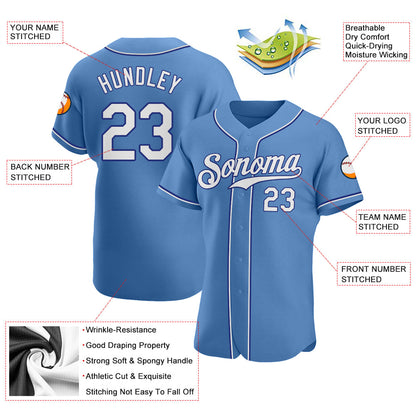 Custom Light Blue White-Royal Authentic Baseball Jersey - Sky-Custom