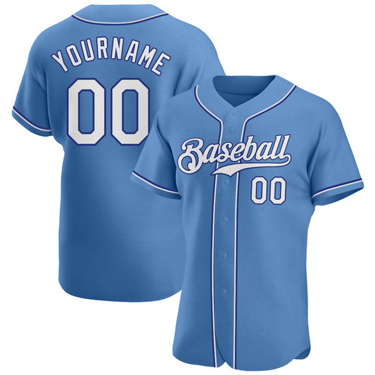 Custom Light Blue White-Royal Authentic Baseball Jersey - Sky-Custom