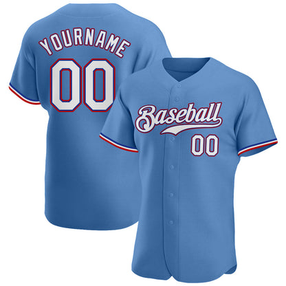 Custom Light Blue White-Red Authentic Baseball Jersey - Sky-Custom
