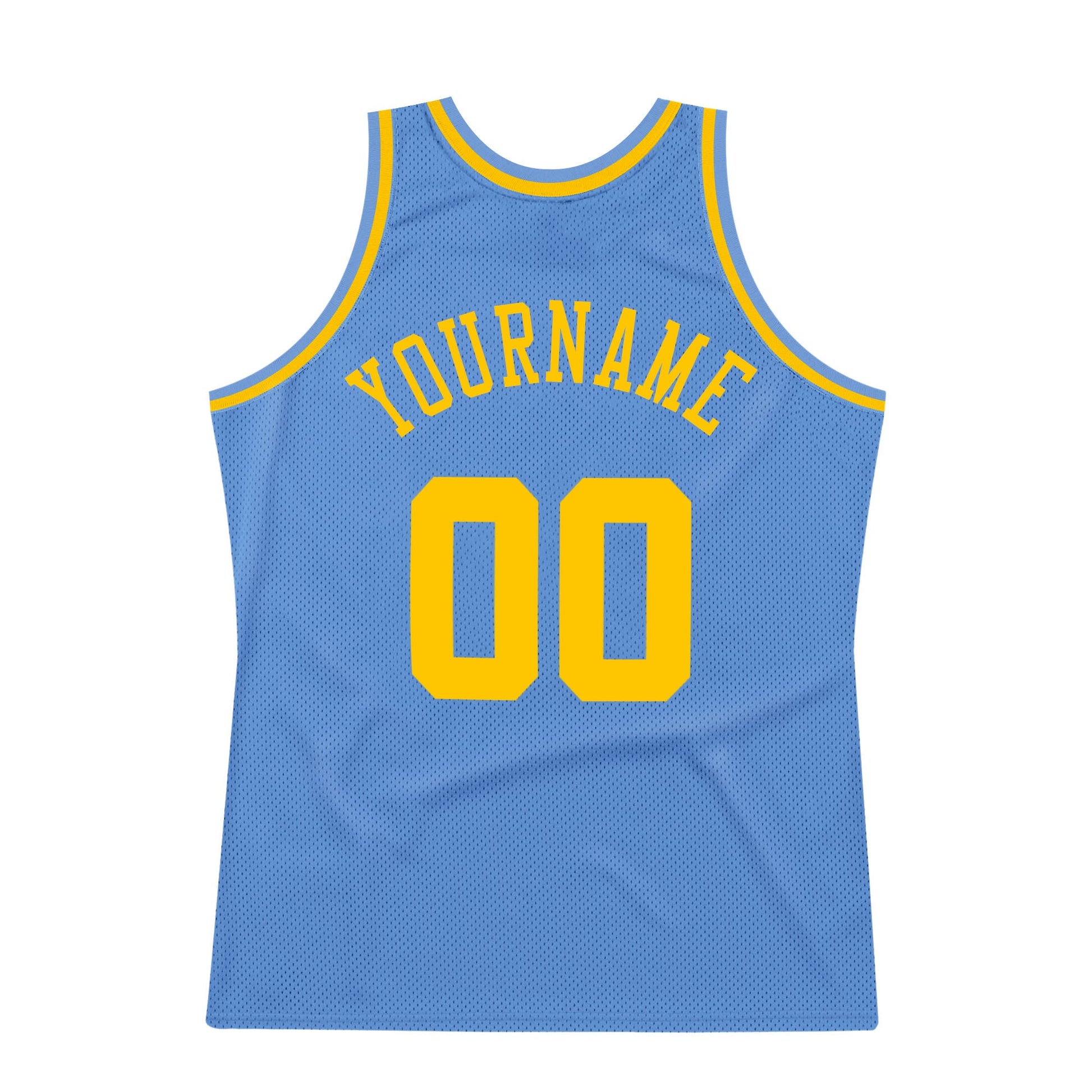 Custom Light Blue Gold Authentic Throwback Basketball Jersey - Sky-Custom