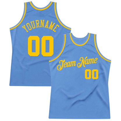 Custom Light Blue Gold Authentic Throwback Basketball Jersey - Sky-Custom