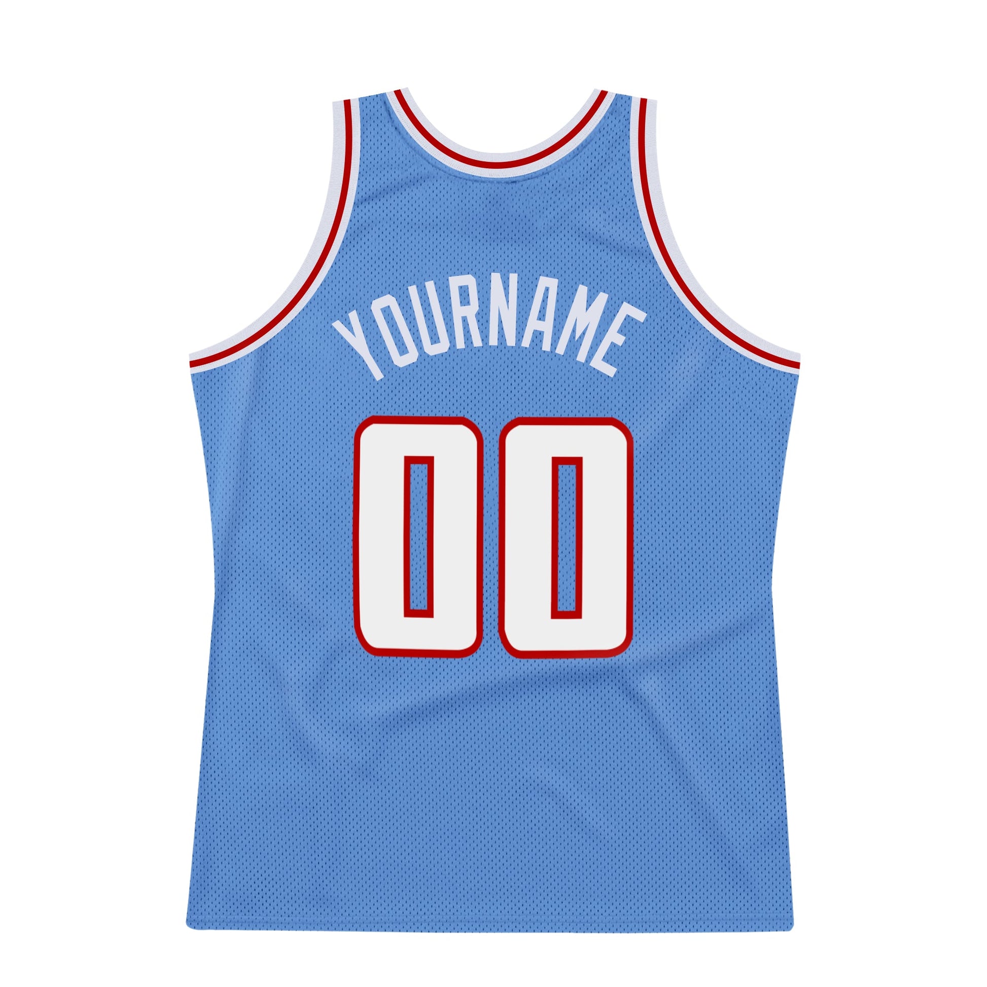 Custom Light Blue White-Red Authentic Throwback Basketball Jersey - Sky-Custom