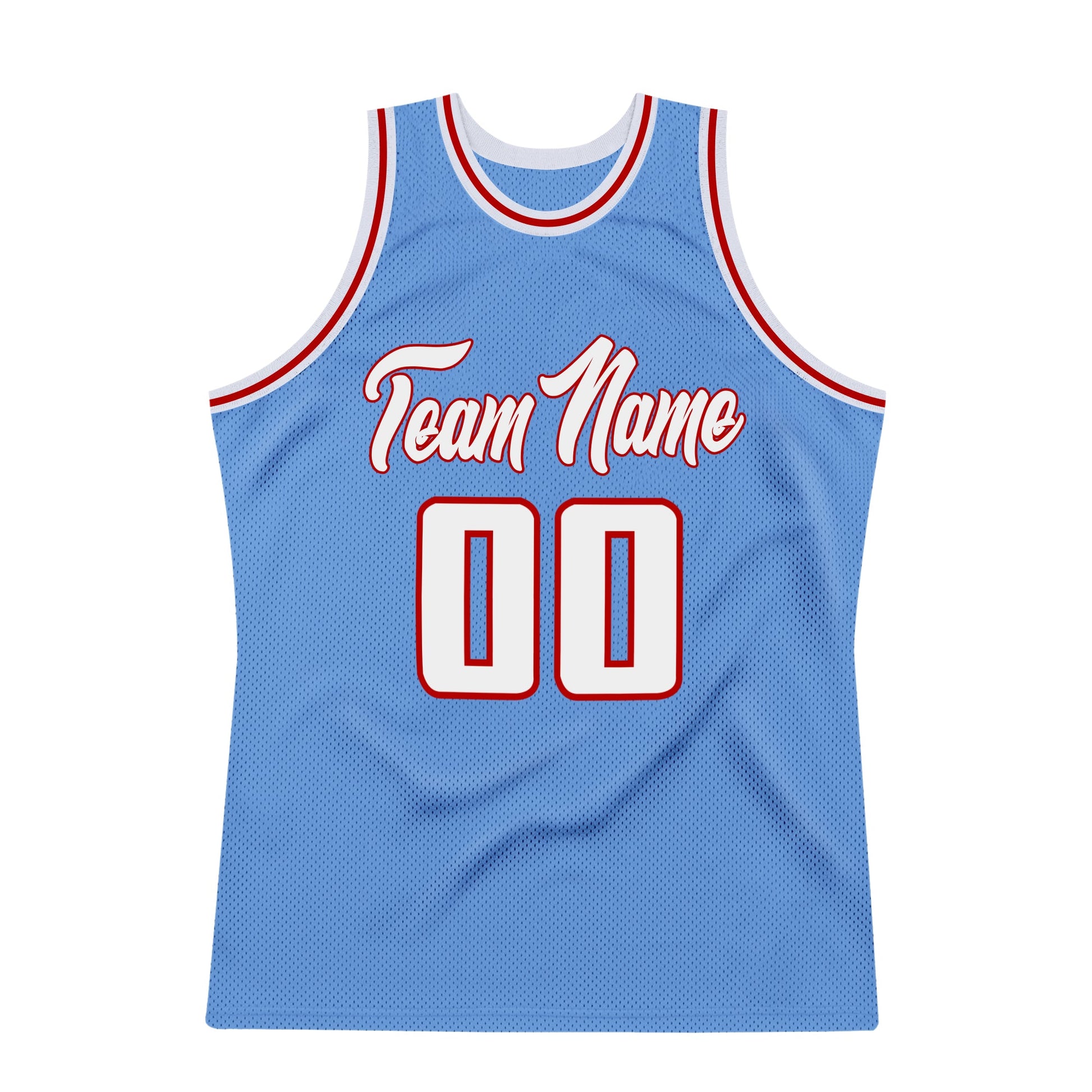 Custom Light Blue White-Red Authentic Throwback Basketball Jersey - Sky-Custom