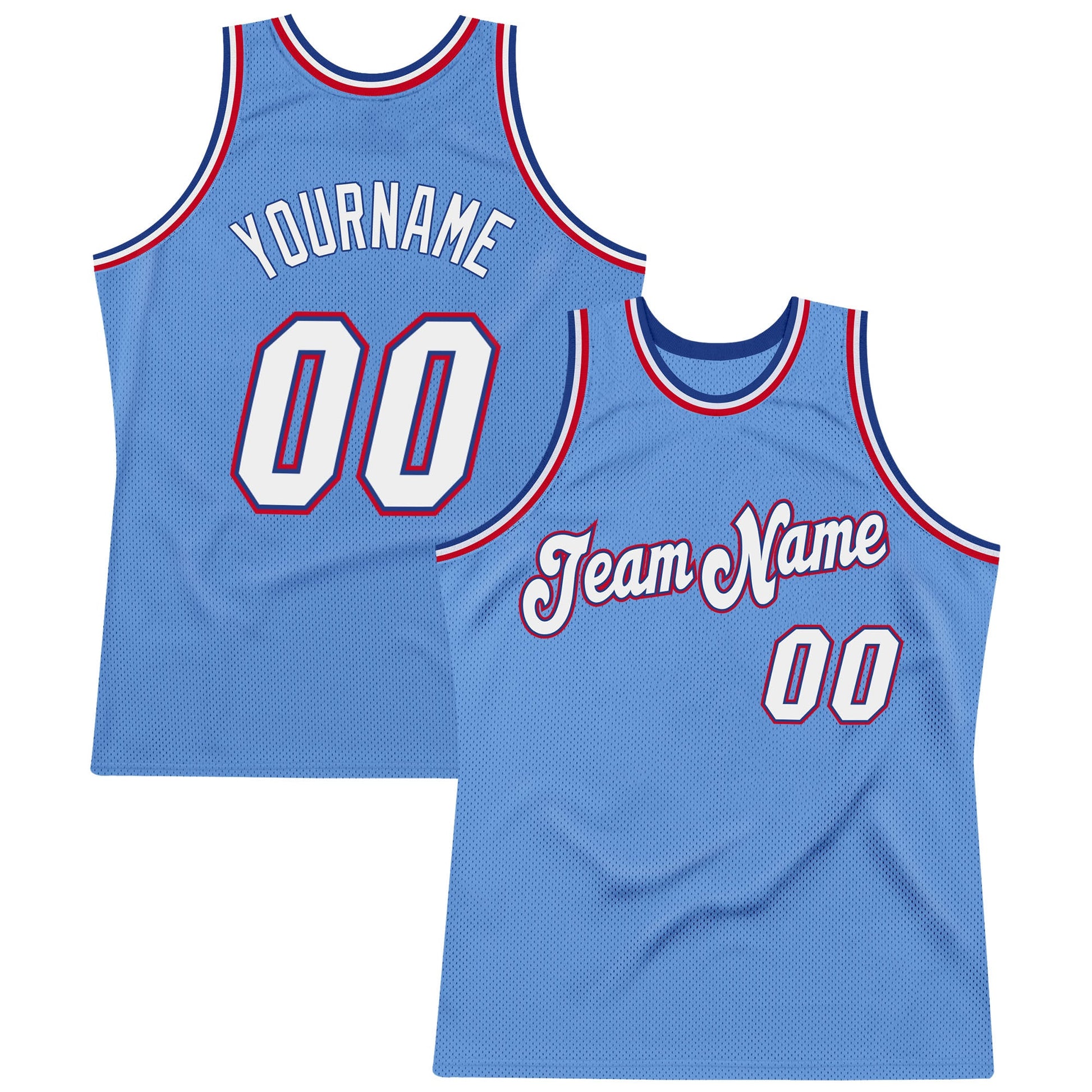 Custom Light Blue White-Royal Authentic Throwback Basketball Jersey - Sky-Custom