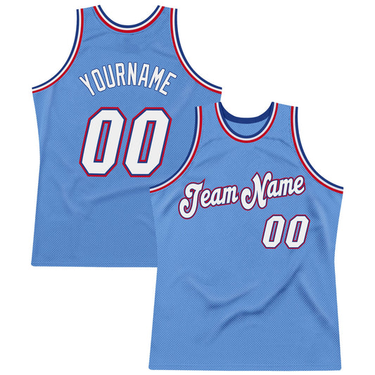 Custom Light Blue White-Royal Authentic Throwback Basketball Jersey - Sky-Custom