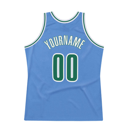 Custom Light Blue Kelly Green-White Authentic Throwback Basketball Jersey - Sky-Custom