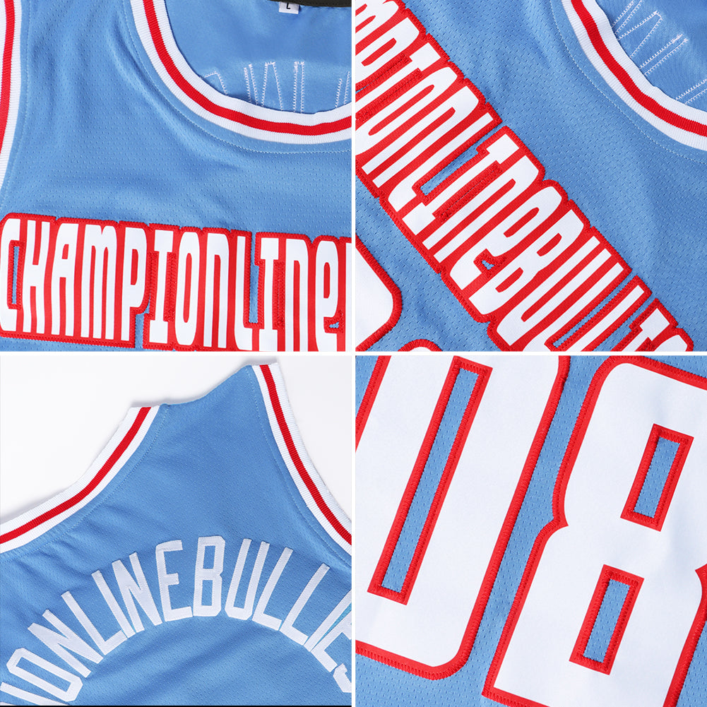 Custom Light Blue Royal-White Authentic Throwback Basketball Jersey - Sky-Custom