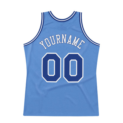 Custom Light Blue Royal-White Authentic Throwback Basketball Jersey - Sky-Custom