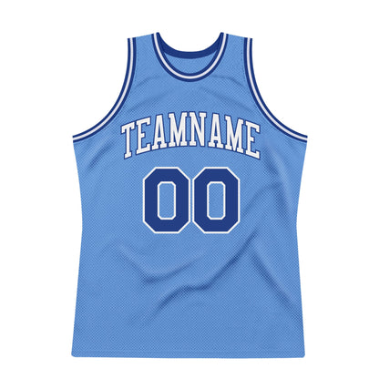 Custom Light Blue Royal-White Authentic Throwback Basketball Jersey - Sky-Custom