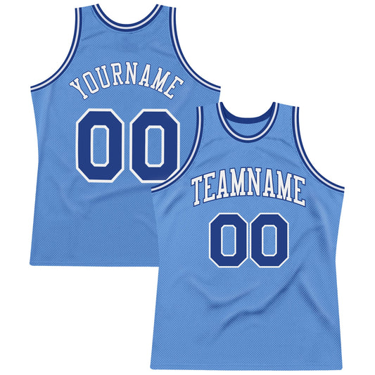 Custom Light Blue Royal-White Authentic Throwback Basketball Jersey - Sky-Custom