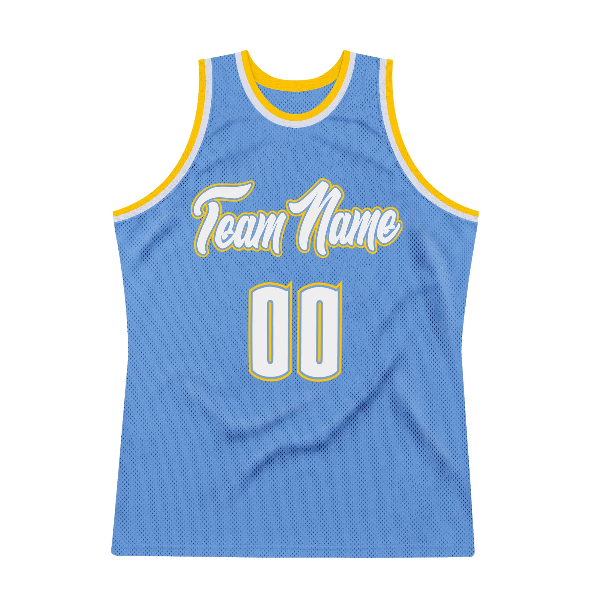 Custom Light Blue White-Gold Authentic Throwback Basketball Jersey - Sky-Custom