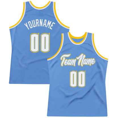 Custom Light Blue White-Gold Authentic Throwback Basketball Jersey - Sky-Custom