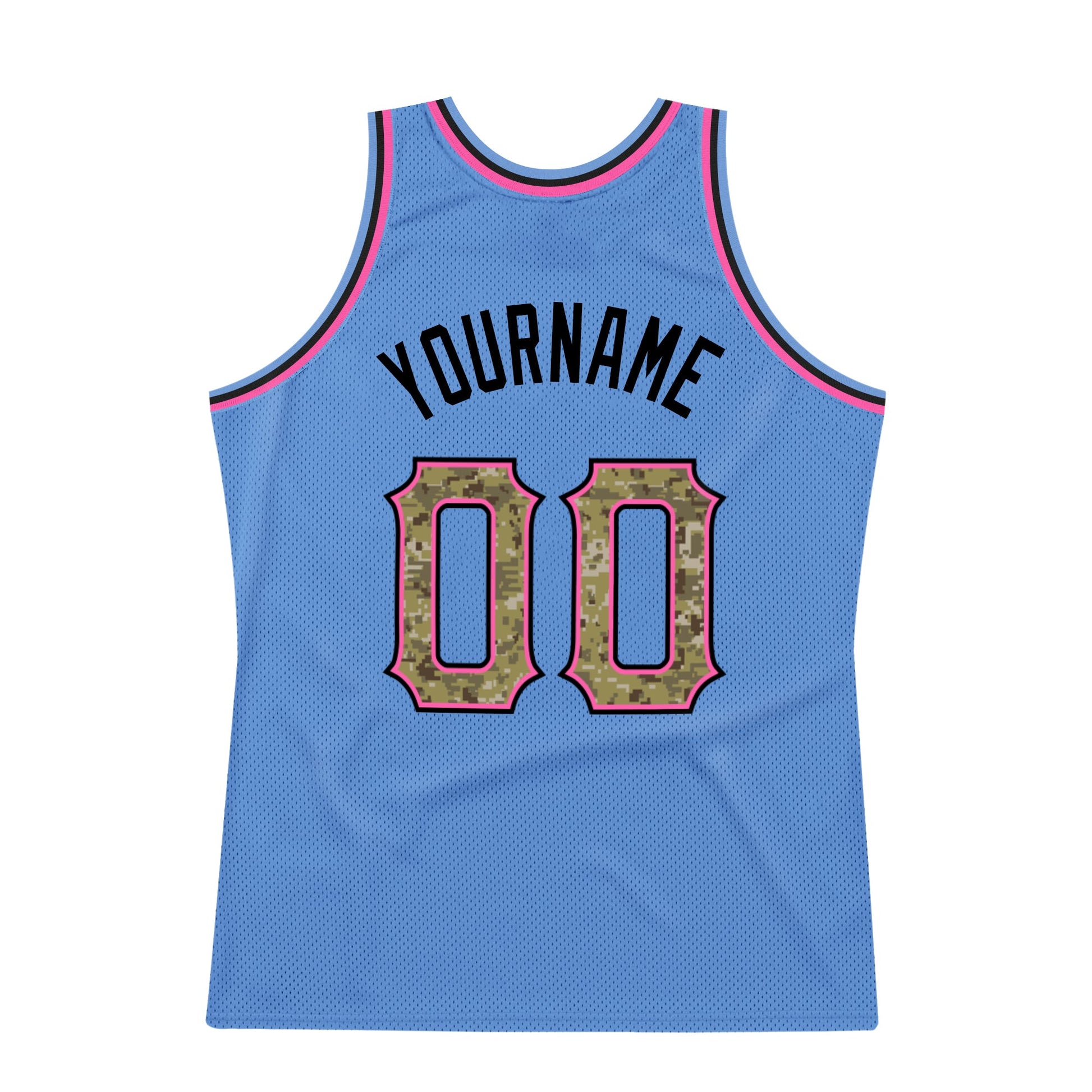 Custom Light Blue Camo-Pink Authentic Throwback Basketball Jersey - Sky-Custom