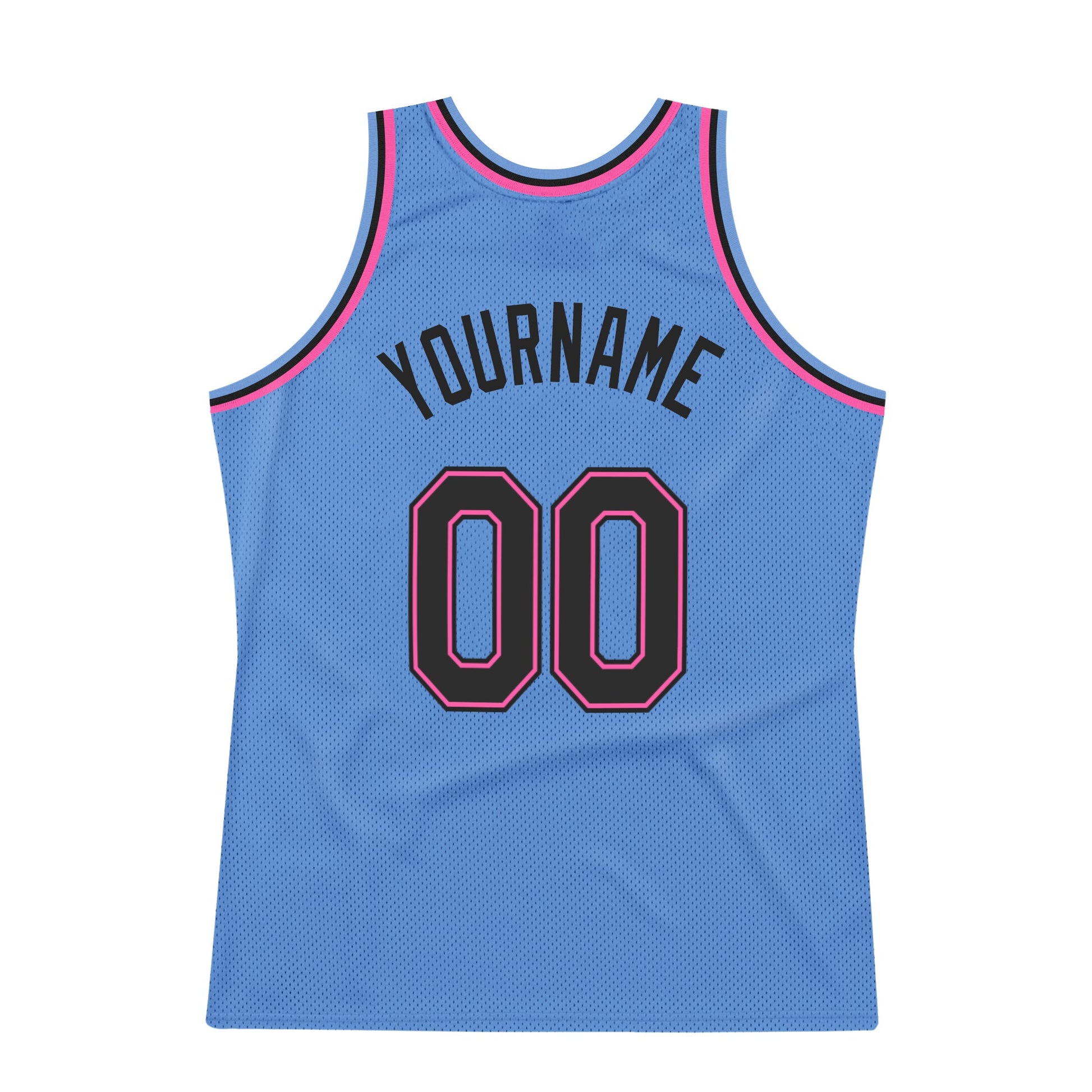 Custom Light Blue Black-Pink Authentic Throwback Basketball Jersey - Sky-Custom