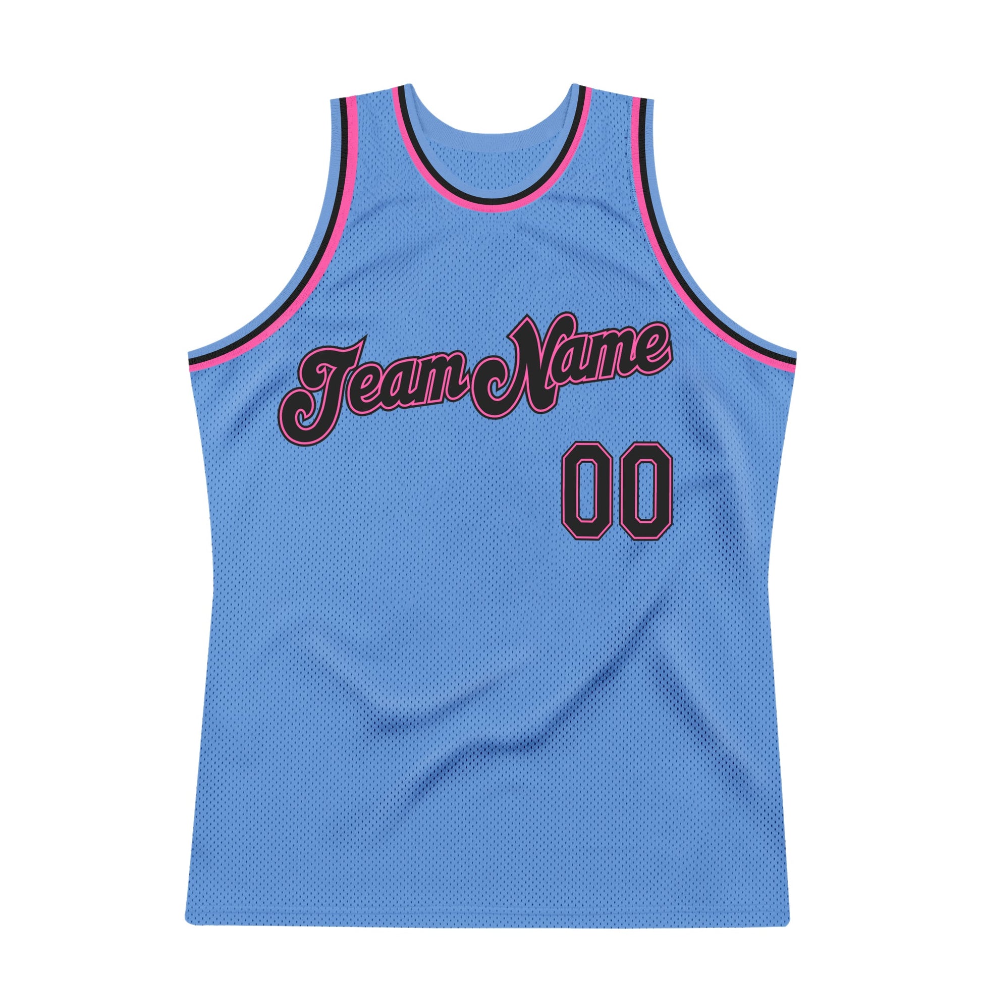 Custom Light Blue Black-Pink Authentic Throwback Basketball Jersey - Sky-Custom