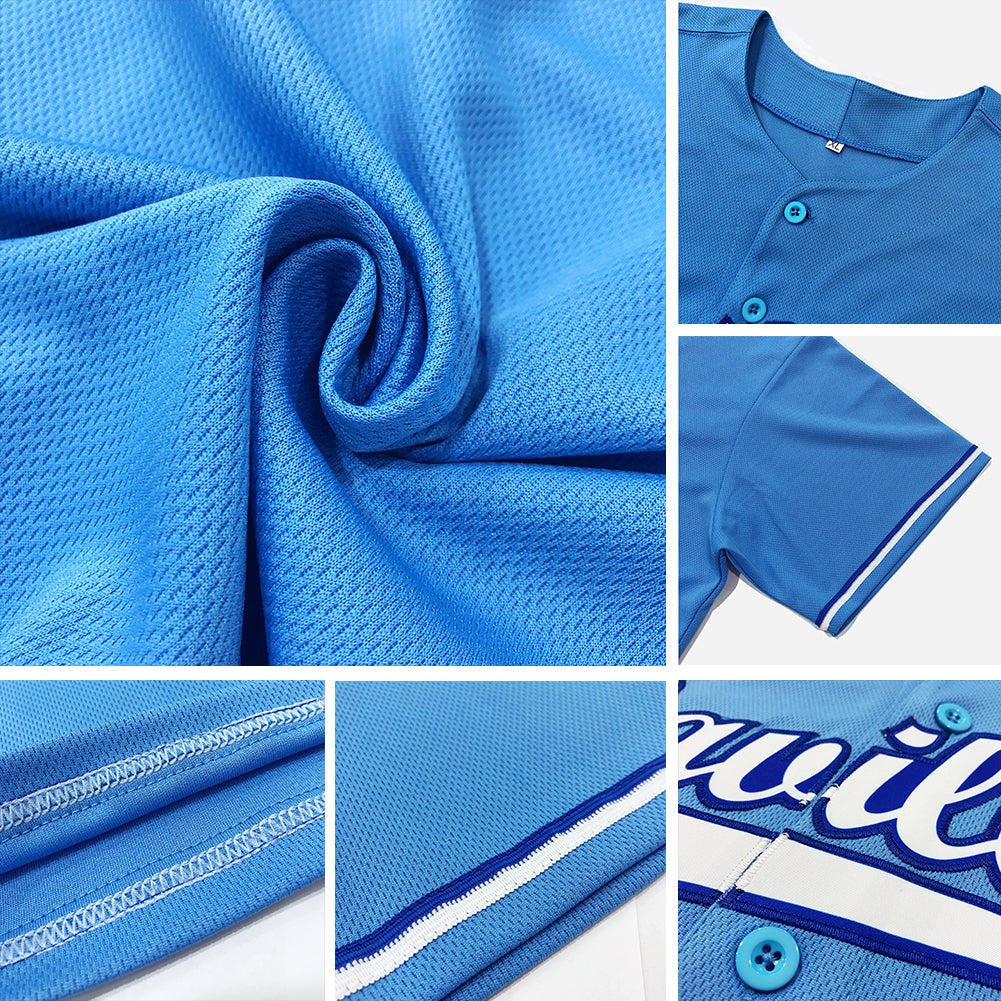 Custom Light Blue Red-Navy Authentic Baseball Jersey - Sky-Custom