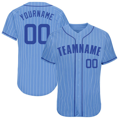 Custom Light Blue White Pinstripe Royal Authentic Baseball Jersey - Sky-Custom
