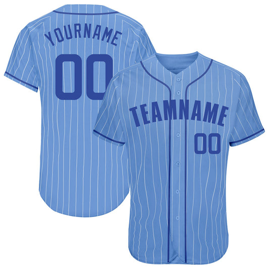Custom Light Blue White Pinstripe Royal Authentic Baseball Jersey - Sky-Custom