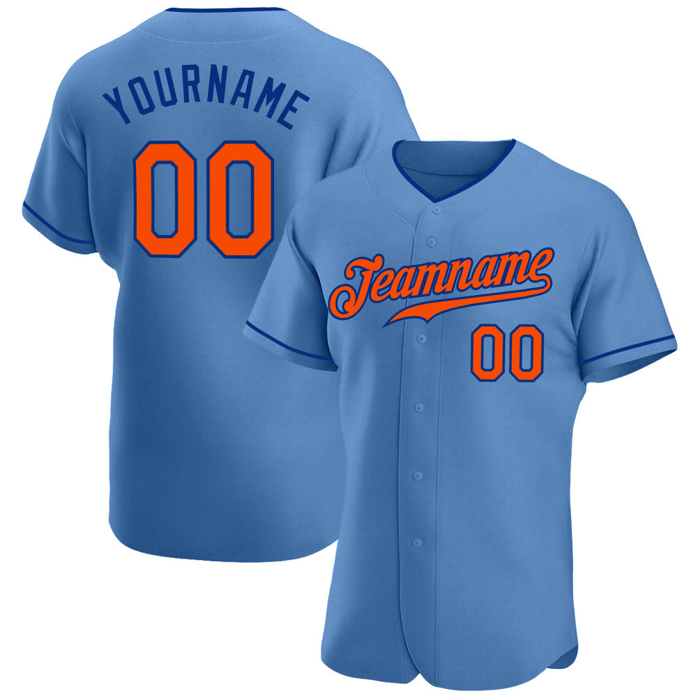 Custom Light Blue Orange-Royal Authentic Baseball Jersey - Sky-Custom