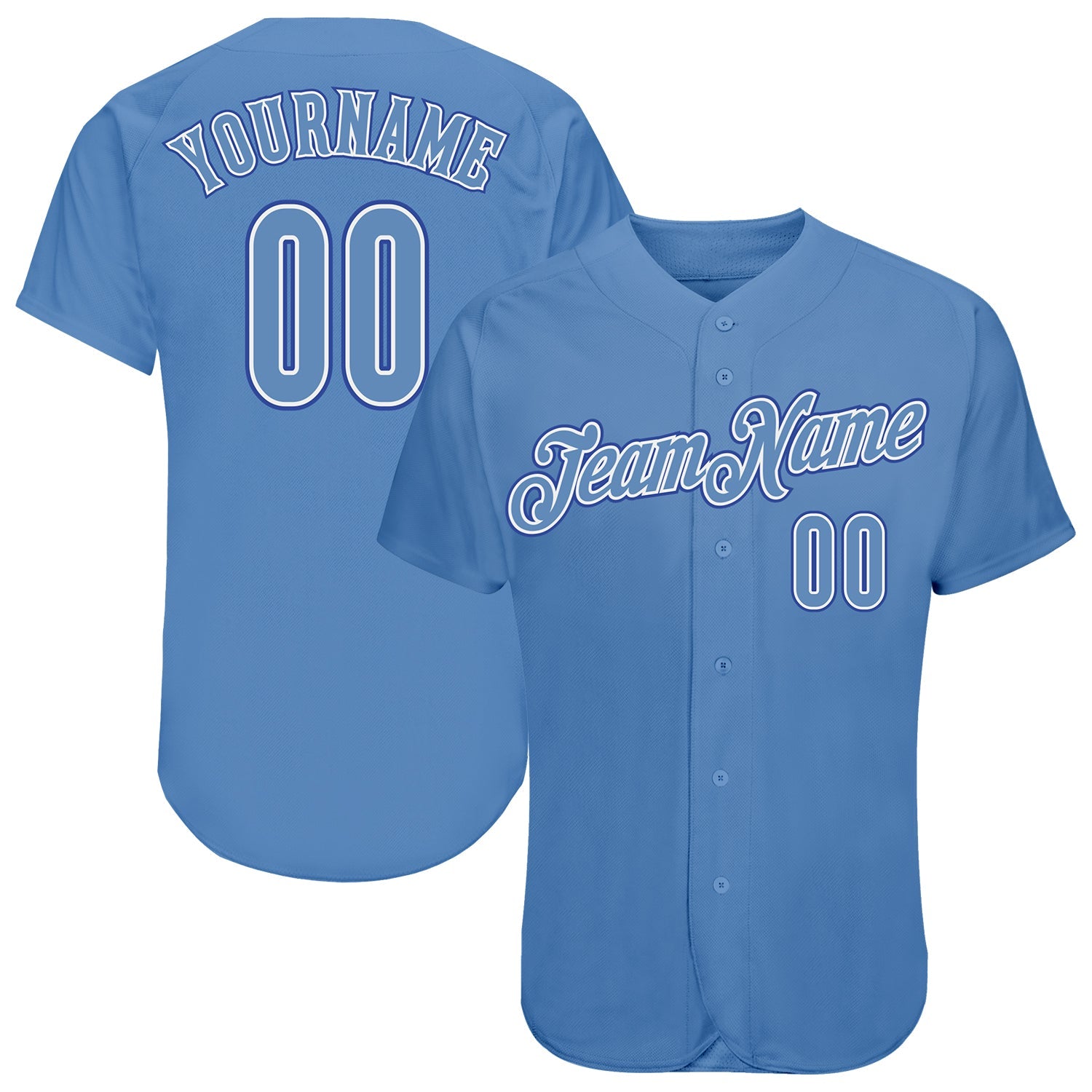 Custom Light Blue Light Blue-Royal Authentic Baseball Jersey - Sky-Custom