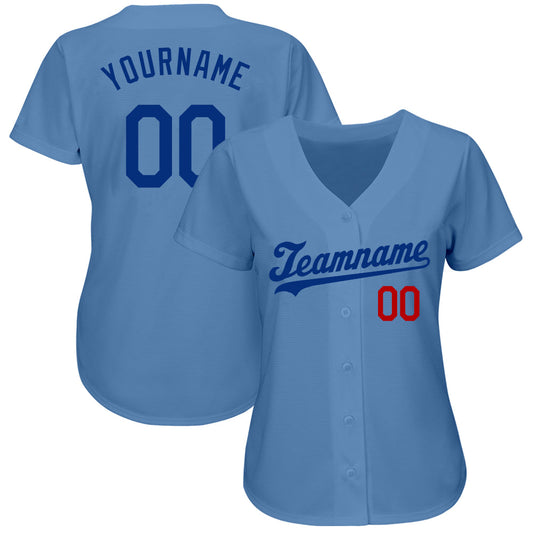 Custom Light Blue Royal-Red Authentic Baseball Jersey - Sky-Custom