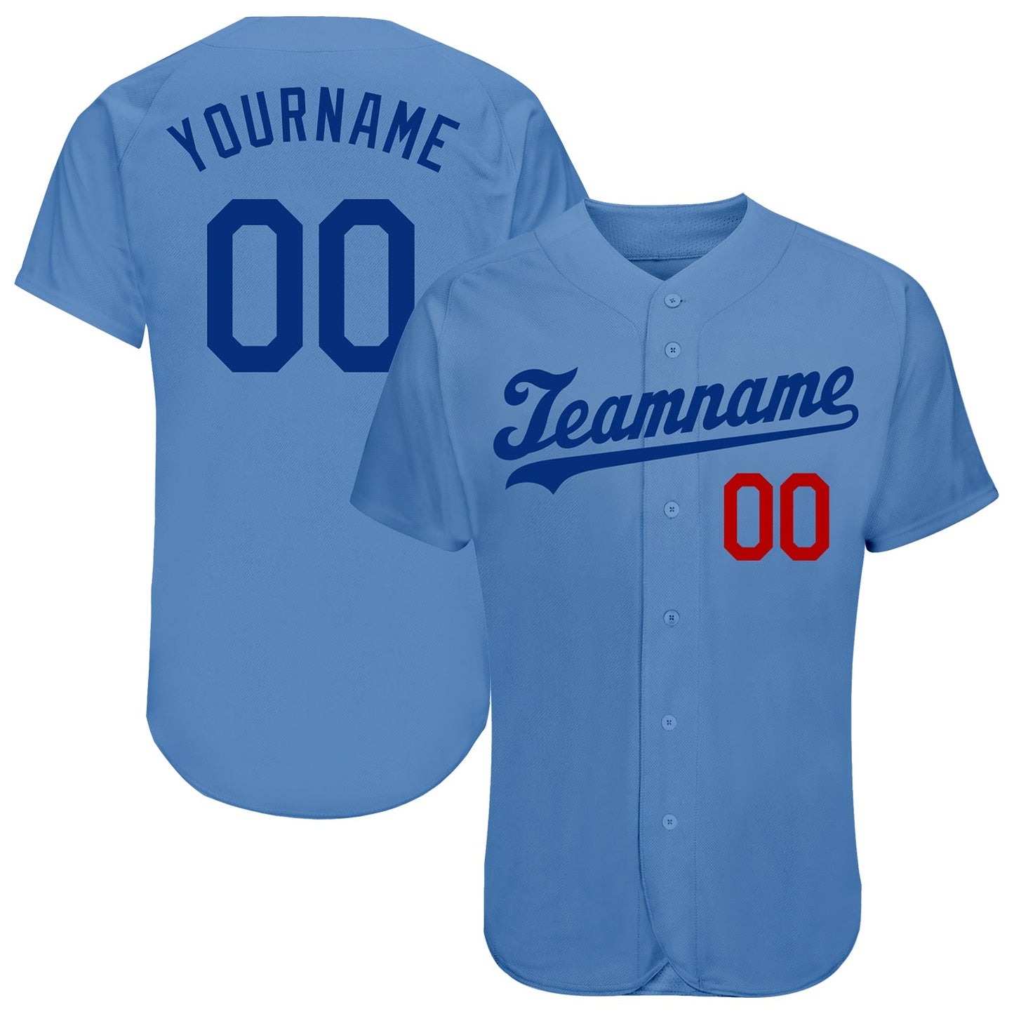 Custom Light Blue Royal-Red Authentic Baseball Jersey - Sky-Custom