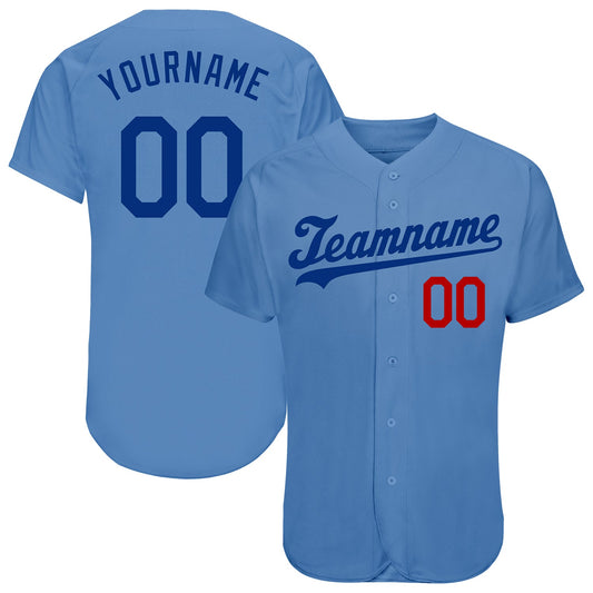 Custom Light Blue Royal-Red Authentic Baseball Jersey - Sky-Custom