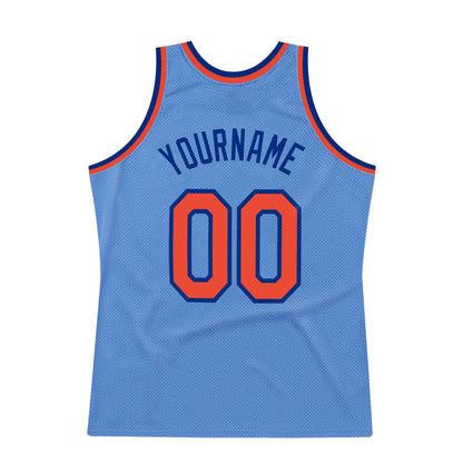 Custom Light Blue Orange-Royal Authentic Throwback Basketball Jersey - Sky-Custom