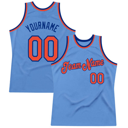Custom Light Blue Orange-Royal Authentic Throwback Basketball Jersey - Sky-Custom