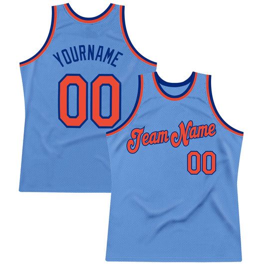 Custom Light Blue Orange-Royal Authentic Throwback Basketball Jersey - Sky-Custom
