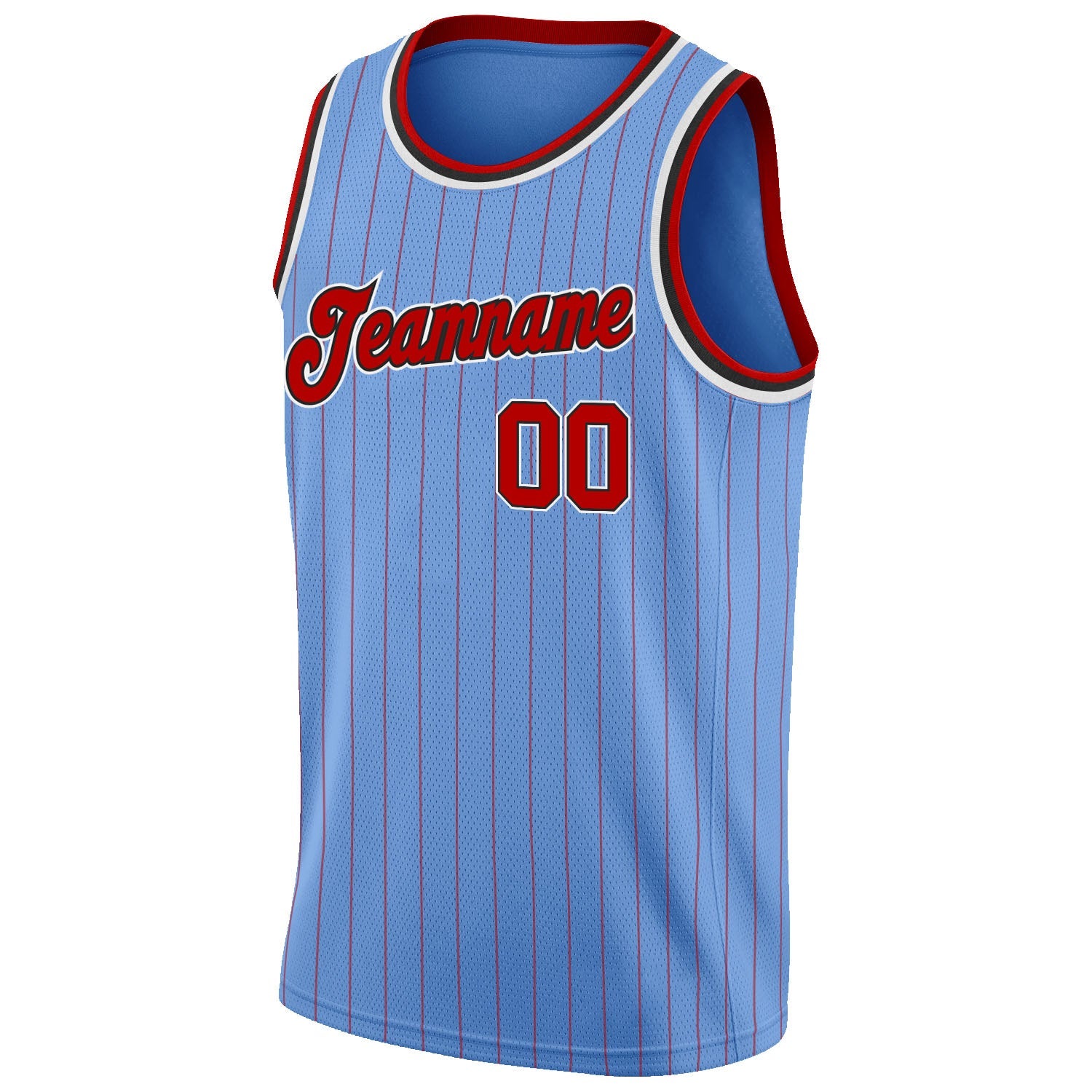 Custom Light Blue Red Pinstripe Red-Black Authentic Basketball Jersey - Sky-Custom
