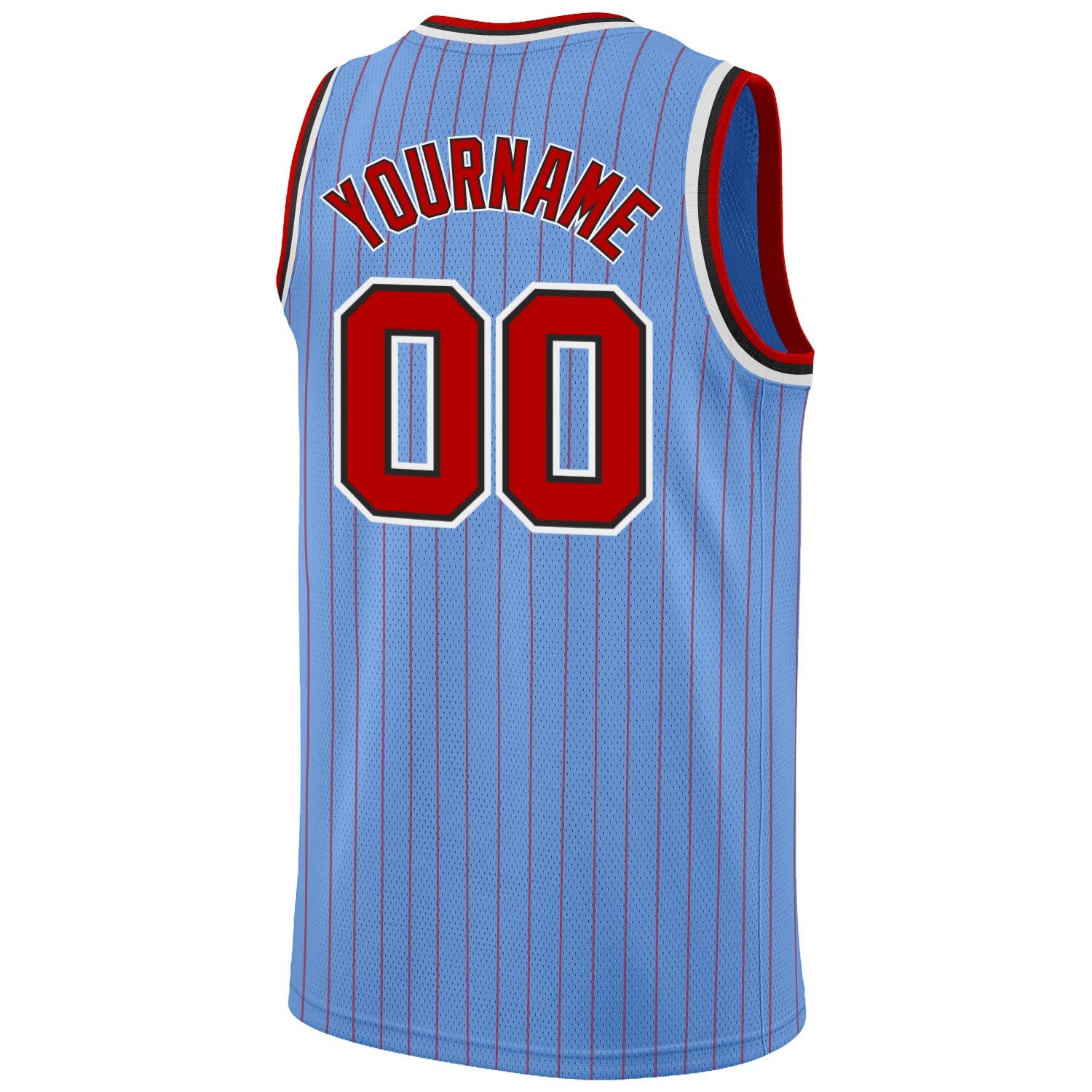Custom Light Blue Red Pinstripe Red-Black Authentic Basketball Jersey - Sky-Custom