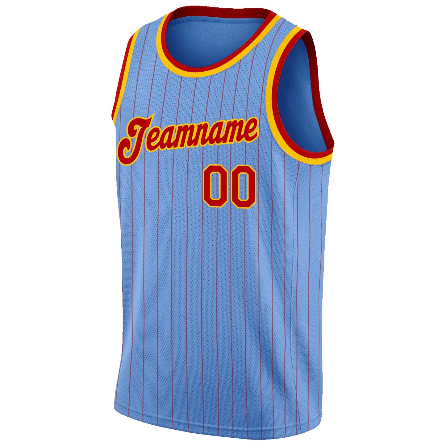 Custom Light Blue Red Pinstripe Red-Gold Authentic Basketball Jersey - Sky-Custom