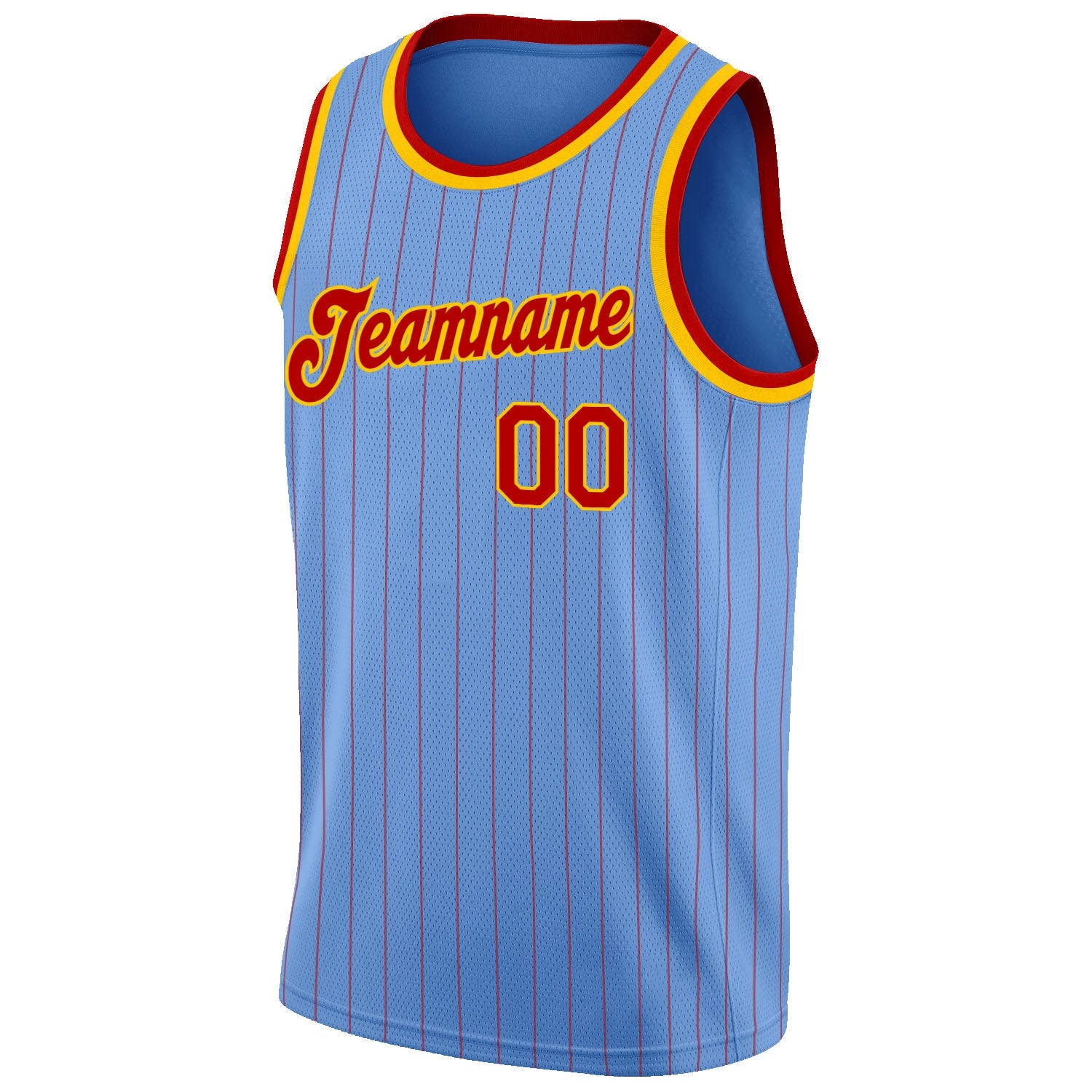 Custom Light Blue Red Pinstripe Red-Gold Authentic Basketball Jersey - Sky-Custom