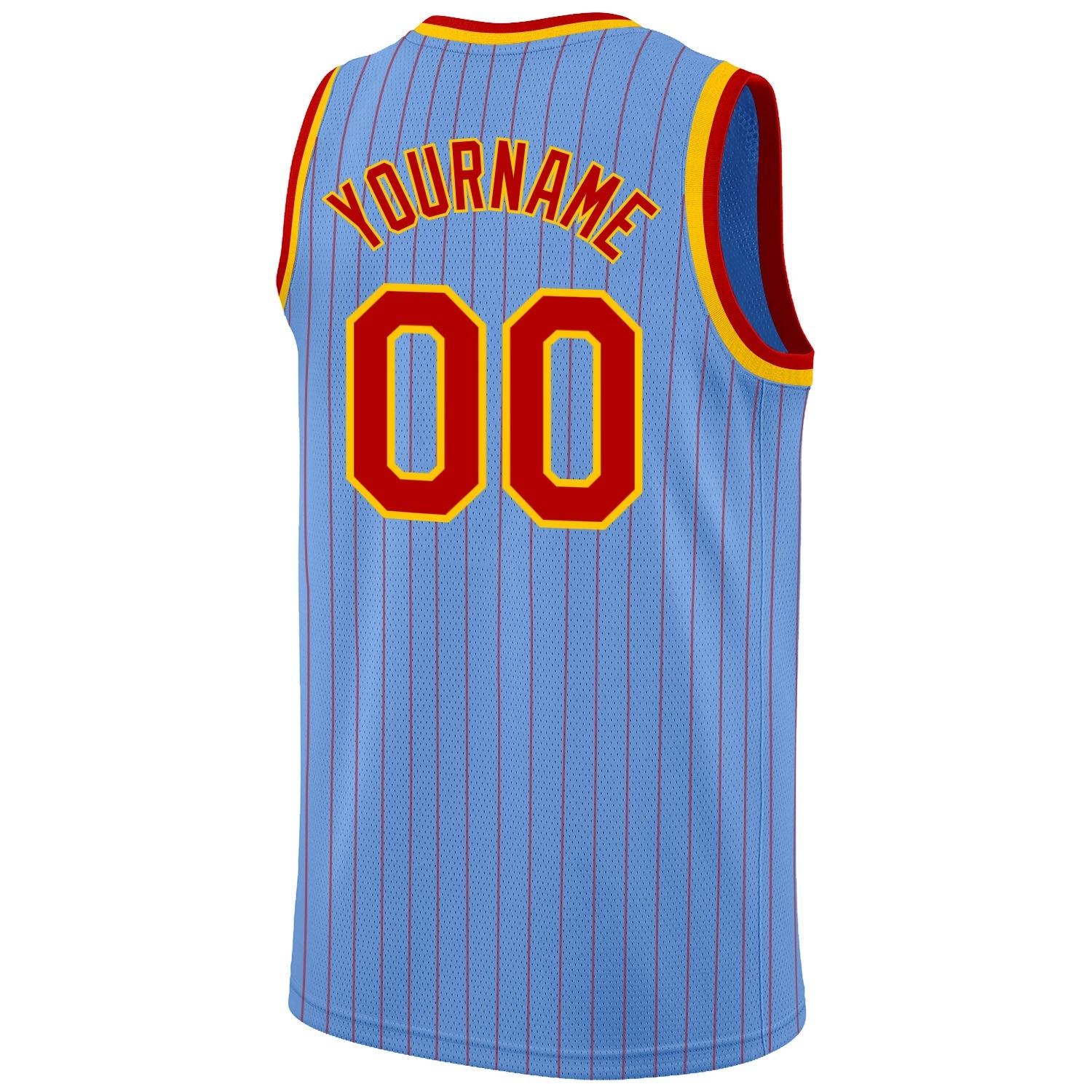Custom Light Blue Red Pinstripe Red-Gold Authentic Basketball Jersey - Sky-Custom