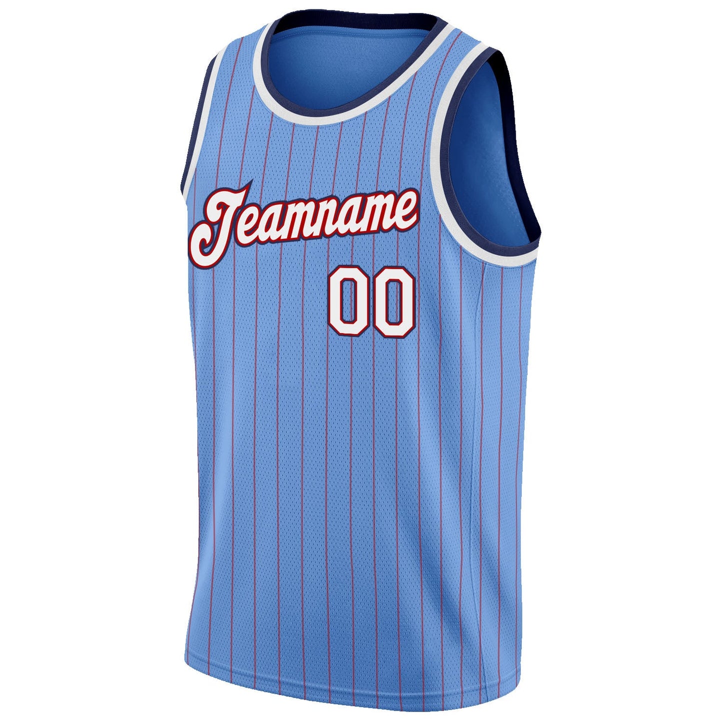 Custom Light Blue Red Pinstripe White-Navy Authentic Basketball Jersey - Sky-Custom