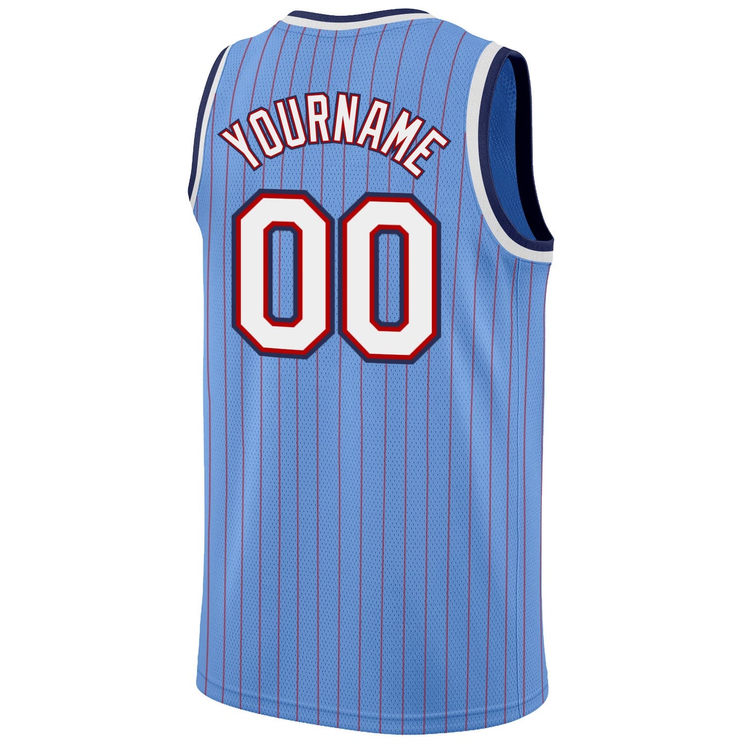 Custom Light Blue Red Pinstripe White-Navy Authentic Basketball Jersey - Sky-Custom