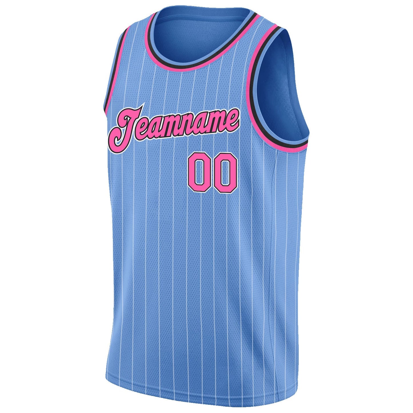 Custom Light Blue White Pinstripe Pink-Black Authentic Basketball Jersey - Sky-Custom