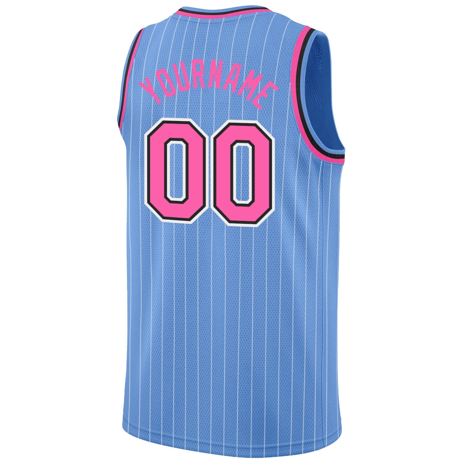 Custom Light Blue White Pinstripe Pink-Black Authentic Basketball Jersey - Sky-Custom