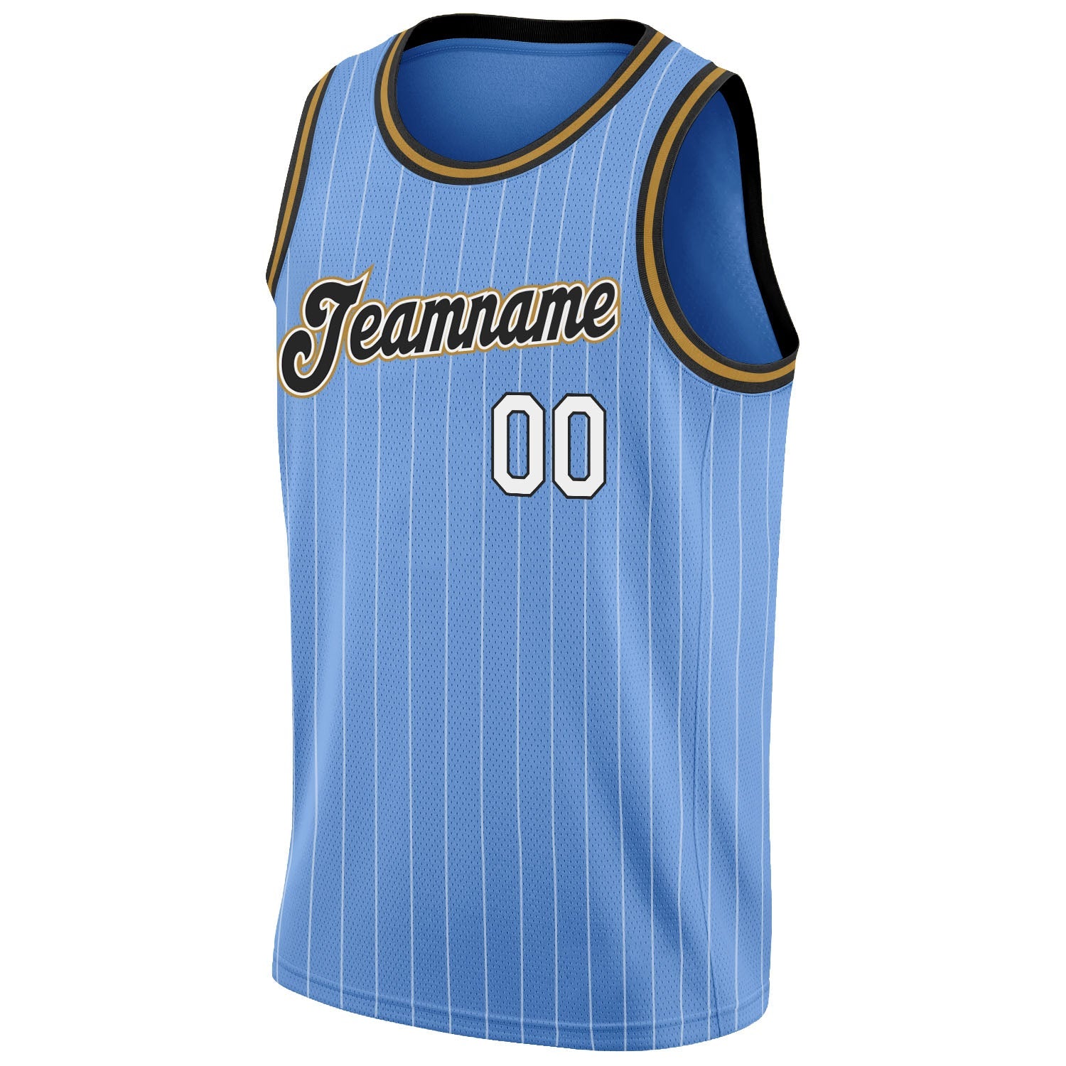 Custom Light Blue White Pinstripe White-Old Gold Authentic Basketball Jersey - Sky-Custom