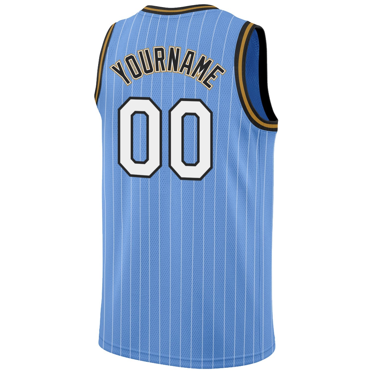 Custom Light Blue White Pinstripe White-Old Gold Authentic Basketball Jersey - Sky-Custom