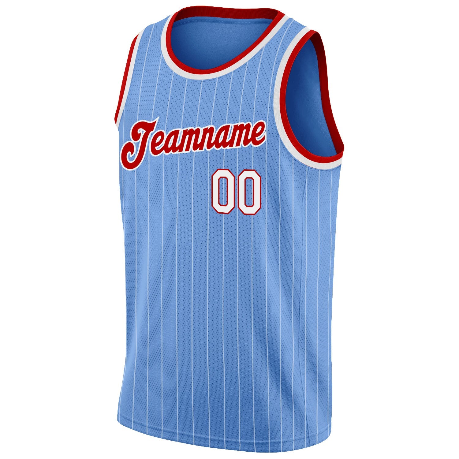 Custom Light Blue White Pinstripe White-Red Authentic Basketball Jersey - Sky-Custom