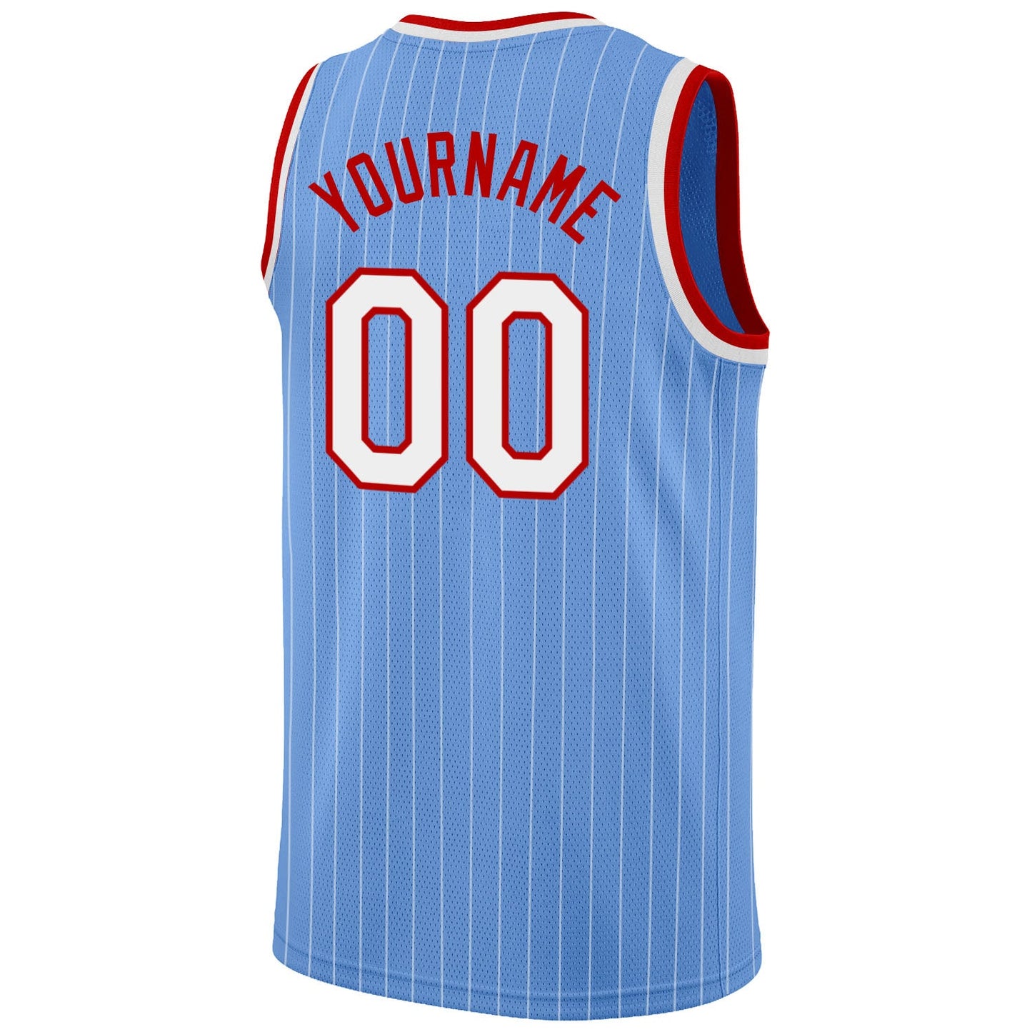 Custom Light Blue White Pinstripe White-Red Authentic Basketball Jersey - Sky-Custom