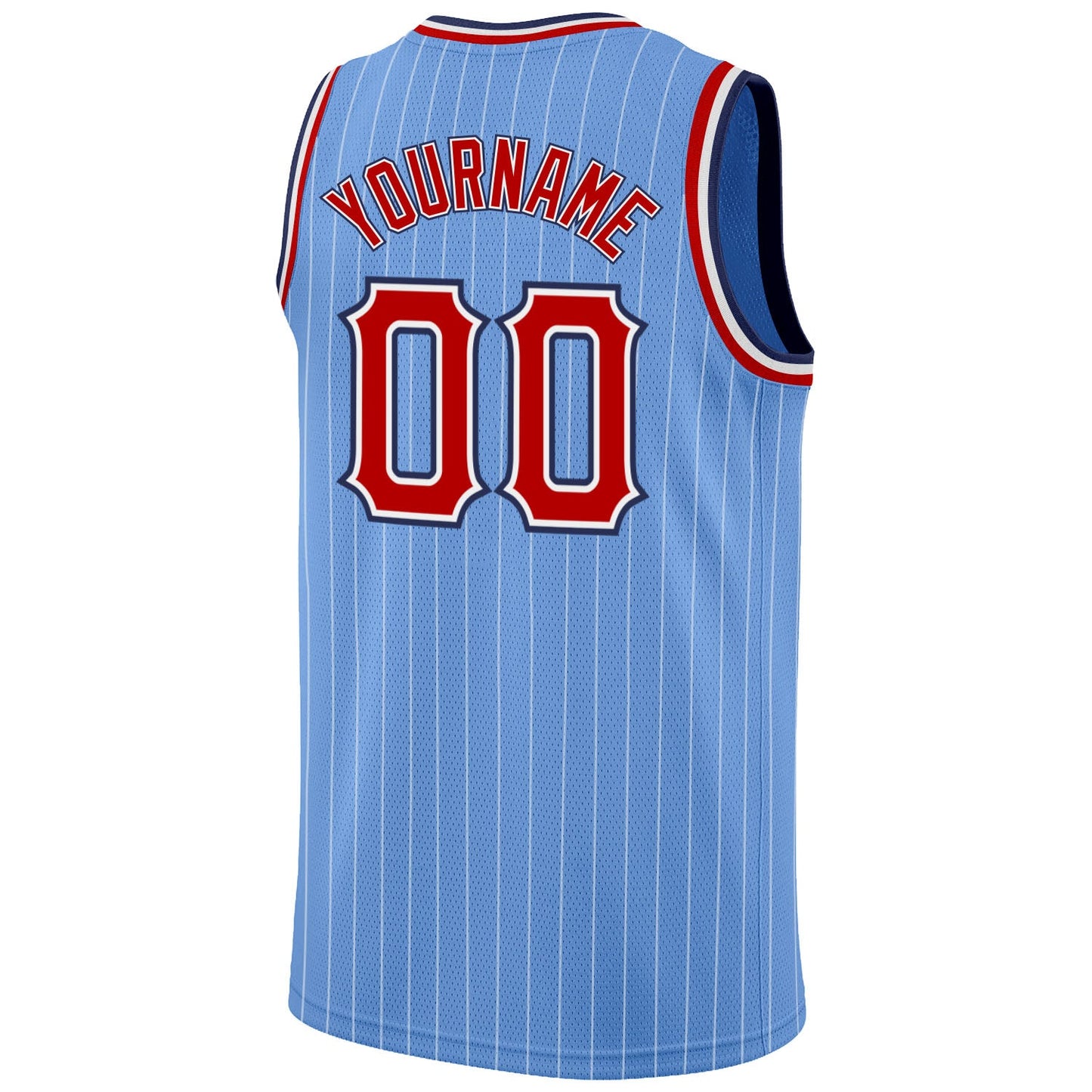 Custom Light Blue White Pinstripe Red-Navy Authentic Basketball Jersey - Sky-Custom