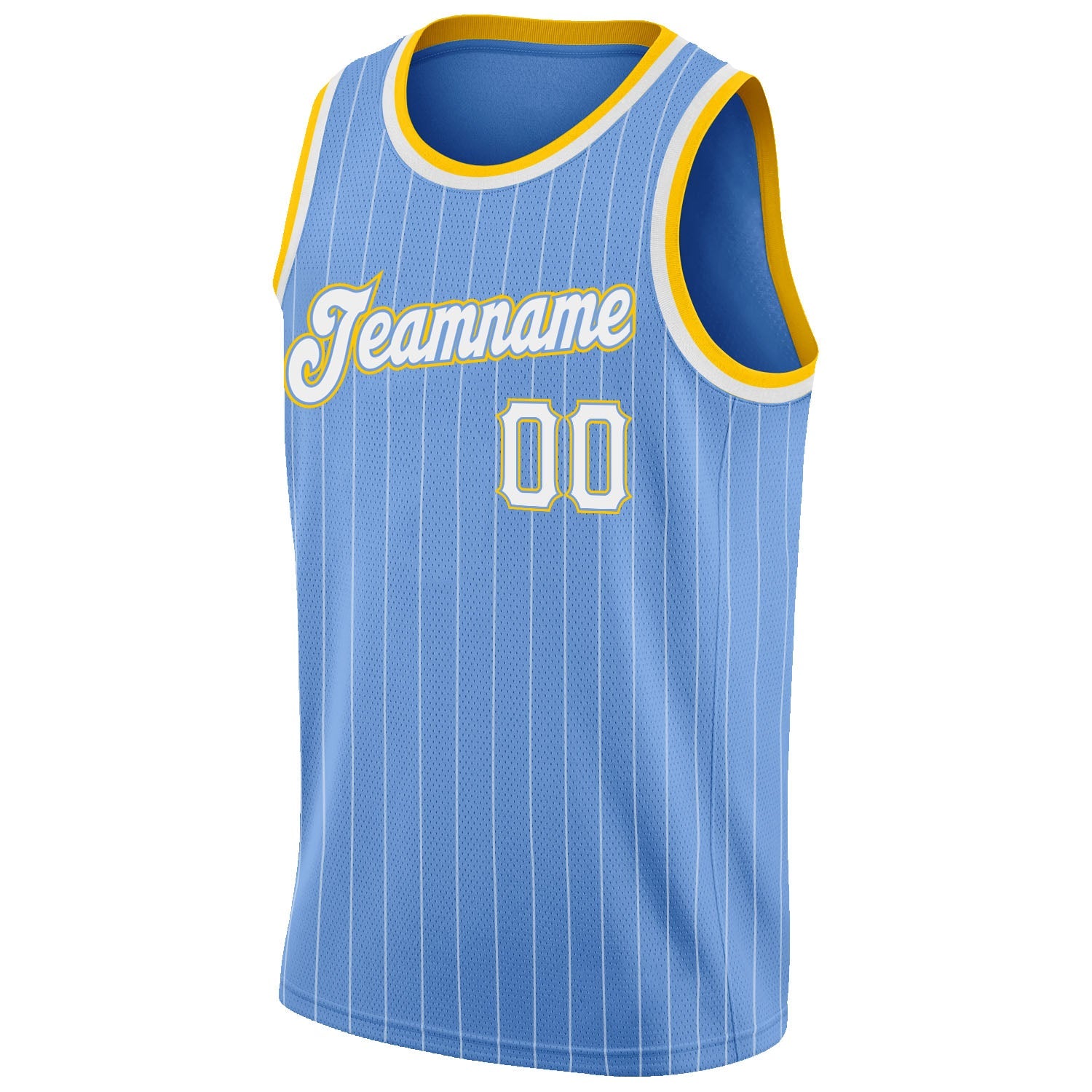 Custom Light Blue White Pinstripe White-Gold Authentic Basketball Jersey - Sky-Custom