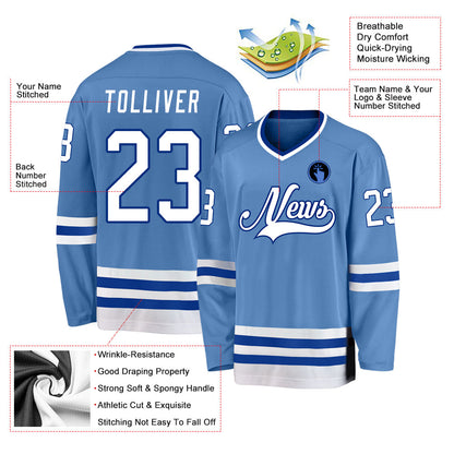 Custom Light Blue White-Royal Hockey Jersey - Sky-Custom