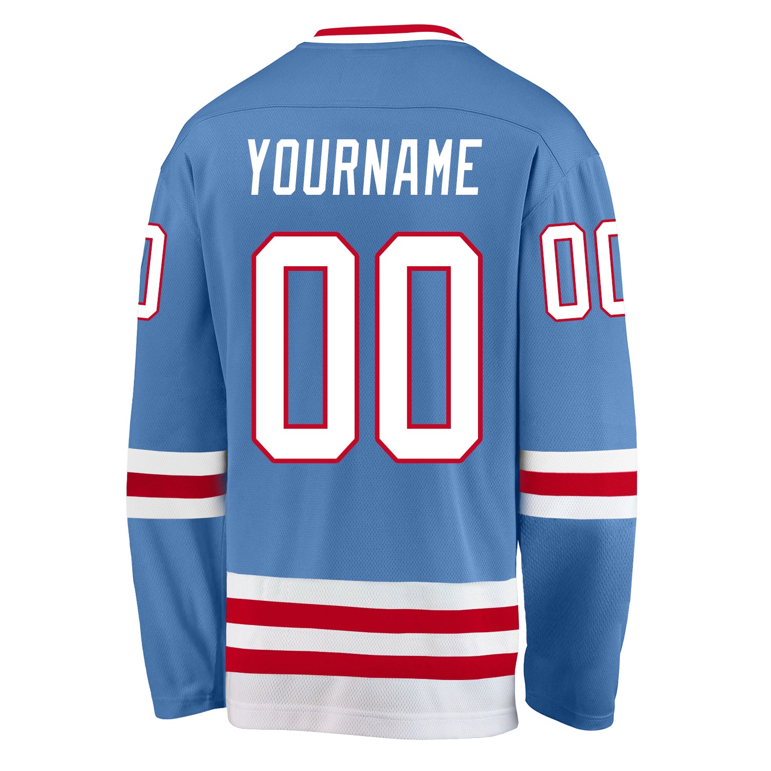 Custom Light Blue White-Red Hockey Jersey - Sky-Custom