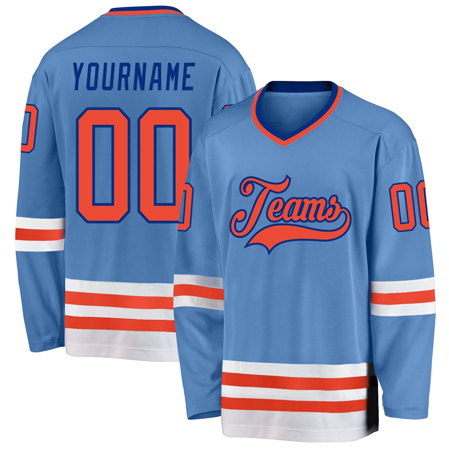 Custom Light Blue Orange-Royal Hockey Jersey - Sky-Custom
