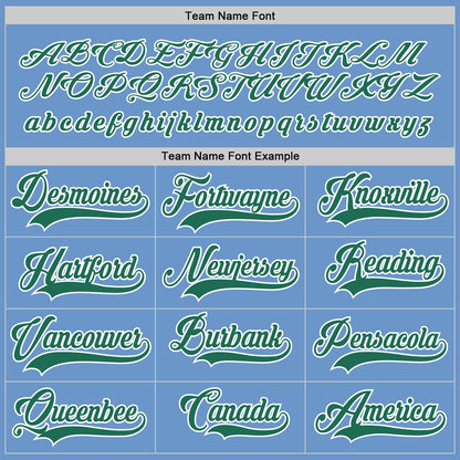Custom Light Blue Kelly Green-White Hockey Jersey - Sky-Custom