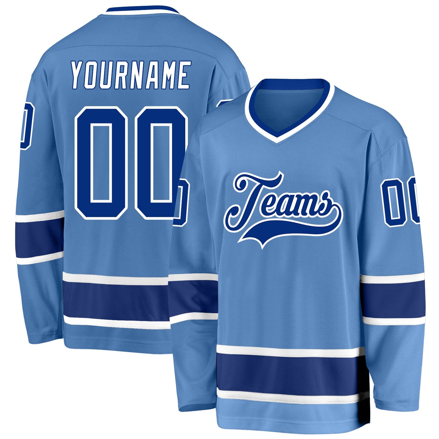Custom Light Blue Royal-White Hockey Jersey - Sky-Custom